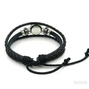 Jewelry - 💕 New Faith glass face button leather bracelet Jewelry - 💕 New Faith glass face button leather bracelet